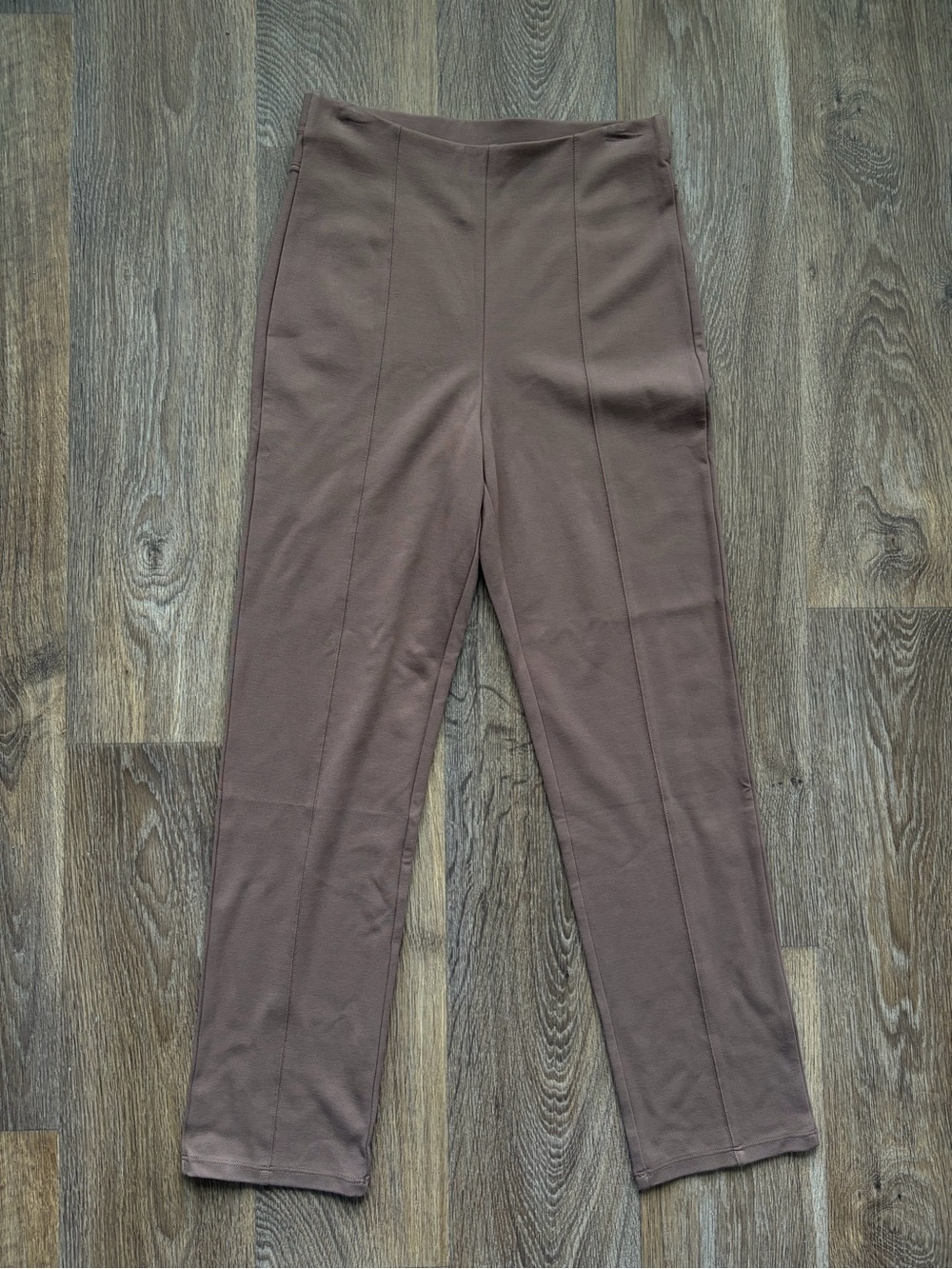 Halara High Waisted Pull On Work Pants Brown Straight Leg Ponte Size Small